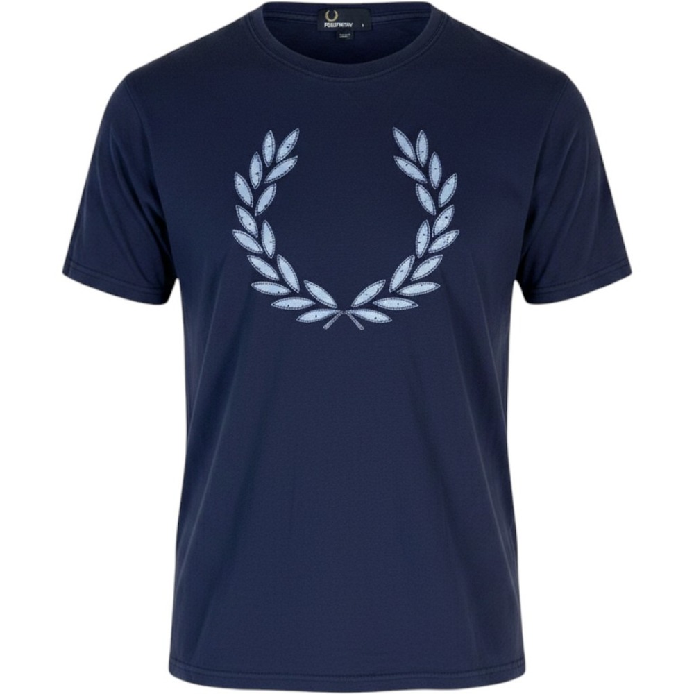 Fred Perry Mens Navy Blue Laurel Wreath Logo Graphic T-Shirt M4320 Size S